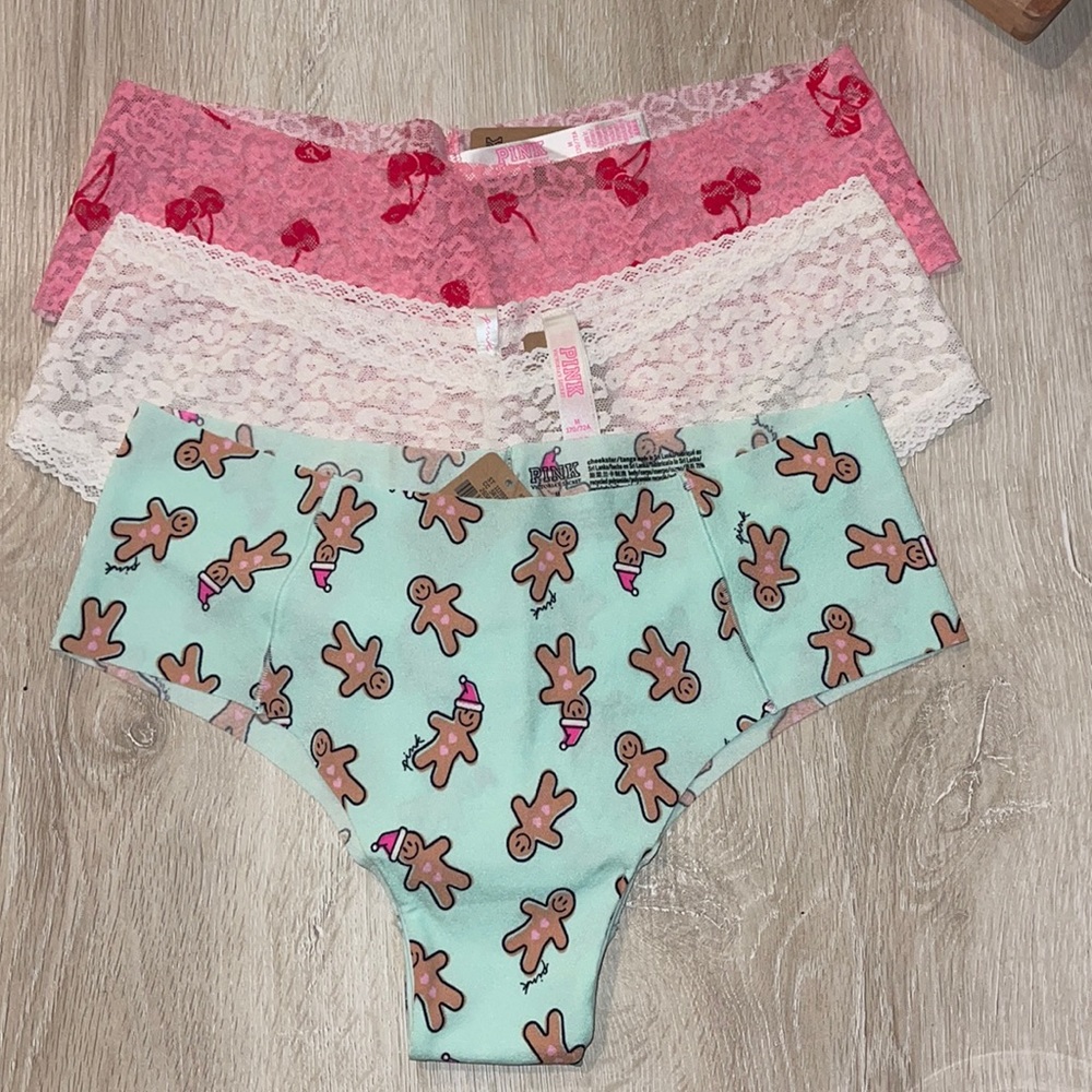 3 New PINK No Show Soft Lace & Wear Everywhere Lace Cheekster